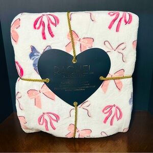 🎀 Rachel Roy pink purple Bow Full/Queen size blanket plush throw